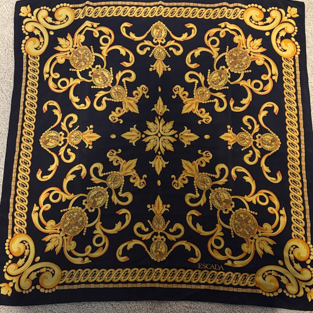 Escada Luxurious Black and Gold Scarf
